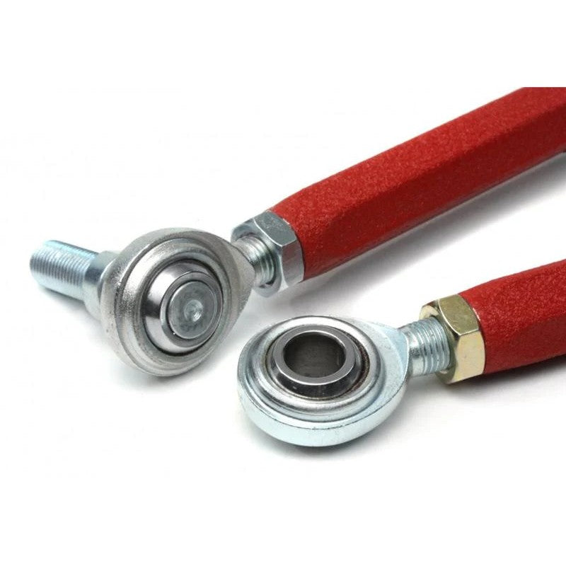 Pair of red ALTA adjustable front sway bar endlinks for 2002-2013 Mini Cooper.
