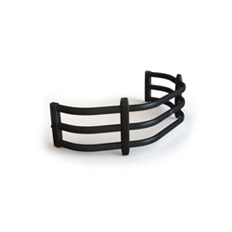 Black V-shaped AMP Research BedXtender HD Sport with powder-coated aluminum tubes and composite uprights.
