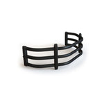 Black V-shaped AMP Research BedXtender HD Sport with powder-coated aluminum tubes and composite uprights.