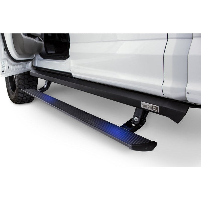 AMP Research PowerStep XL black electric running board with integrated LED lights for Dodge and Ram trucks