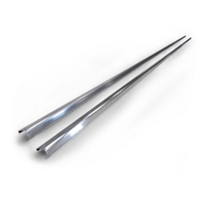 Polished stainless steel 85-inch trim strips for AMP Research PowerStep running boards.