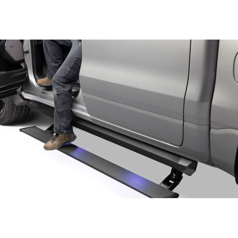 AMP Research PowerStep XL black electric running boards with integrated rocker rail for 2025-2026 Ram 1500.
