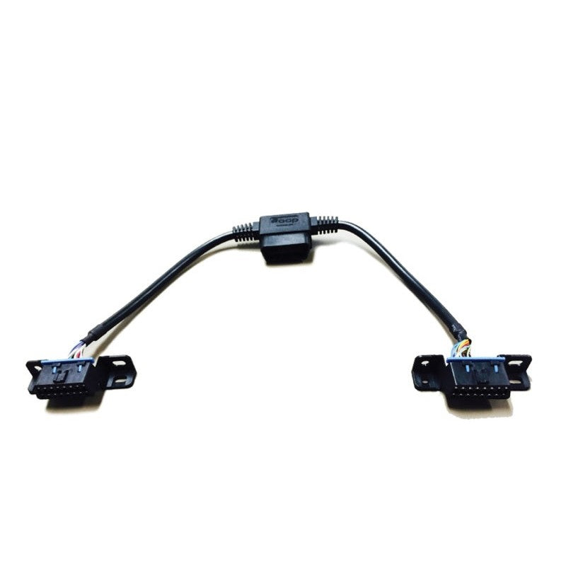 AMP Research PowerStep Plug-N-Play Pass-Through Harness with black OBD-II connectors and wiring loom