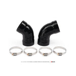 Pair of black silicone AMS Performance turbo inlet couplers for Ford F-150 EcoBoost