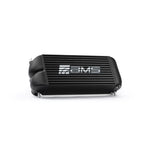 Black AMS Performance intercooler with white logo for 2015+ Ford F-150 and Raptor EcoBoost models