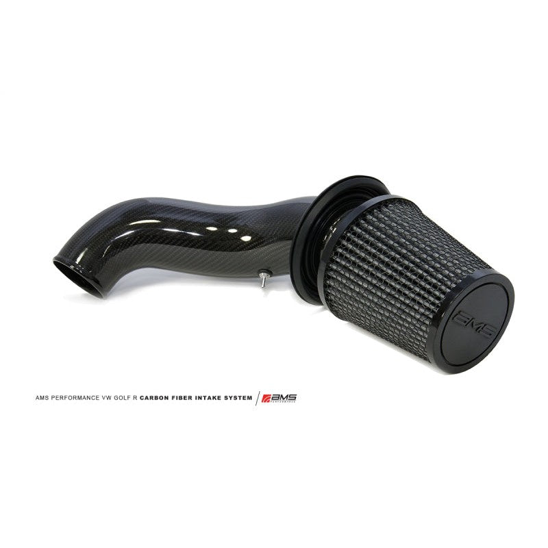 High-gloss carbon fiber cold air intake housing and inlet tube for 2015-2019 VW Golf R MK7.
