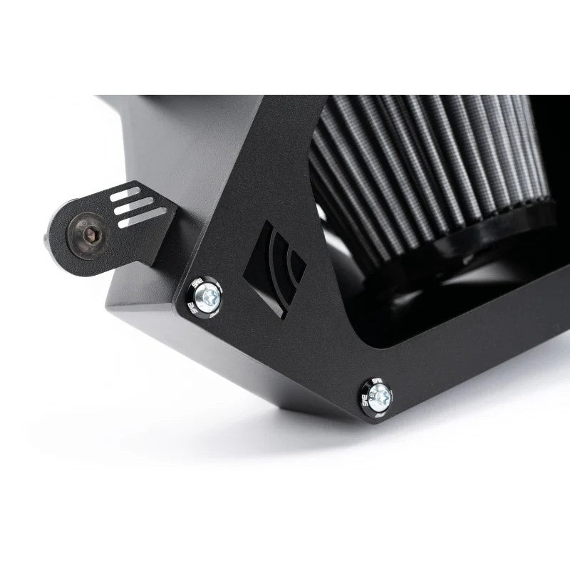 AMS Performance open airbox cold air intake system for BMW S58 engine, showing filters and intake tubes