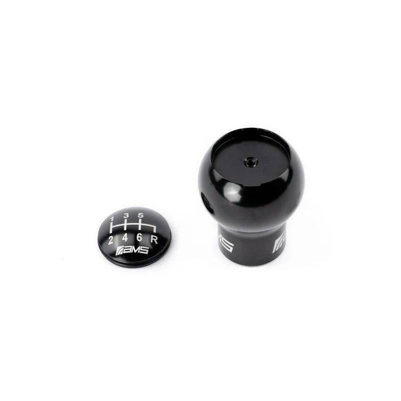 AMS Performance billet shift knob with interchangeable red, black, and gunmetal caps