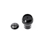 AMS Performance billet shift knob with interchangeable red, black, and gunmetal caps