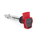 Red APR MS100208 performance ignition coil for Audi, Volkswagen, and Lamborghini 2.0T engines.
