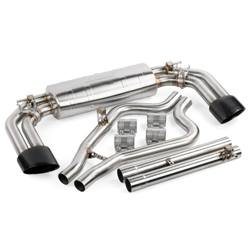 APR T304 stainless steel catback exhaust system with diamond black oval tips for 2017-2020 Audi RS3.