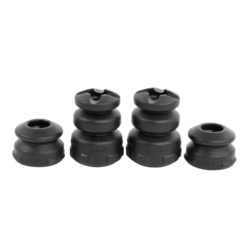 Set of 4 black APR polyurethane lowering bumpstops for 2015-2026 Audi and Volkswagen MQB platform vehicles.