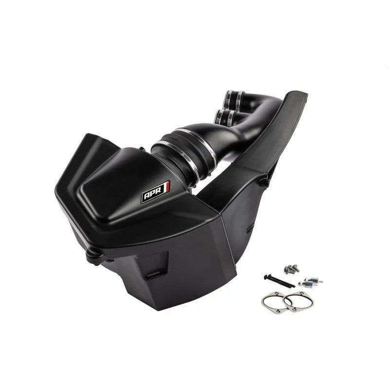 APR PEX cold air intake system for Audi RS5 featuring a large cotton gauze filter, PEX airbox, and composite turbo inlet.