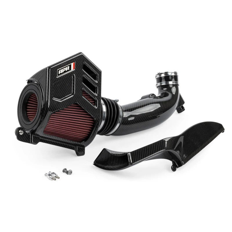 APR gloss carbon fiber intake system with oversized conical filter and one-piece inlet pipe for Audi 3.0T engines