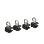 ARB BASE Rack tie down eyebolt kit featuring forged steel eye nuts and black powder-coated aluminum dovetail mounts.