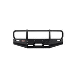 Black powder-coated ARB Deluxe Bull Bar front winch bumper with urethane buffers for 1995-2004 Toyota Tacoma