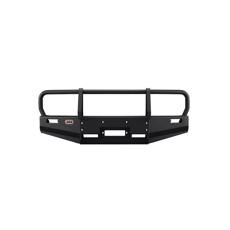 Black powder-coated ARB Deluxe Bull Bar front winch bumper with urethane buffers for 1995-2004 Toyota Tacoma