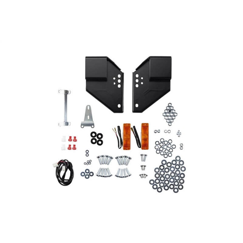 Steel bumper mounting brackets and hardware kit for ARB 3410100 bumper installation.