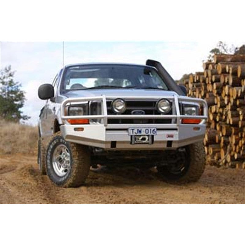 ARB black powder-coated steel Deluxe Series front bumper for 1999-2004 Ford F-250 and F-350 Super Duty trucks