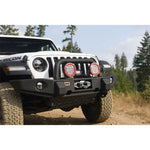 ARB Integrit textured black winch bumper for Jeep Wrangler JL and Gladiator JT showing winch mount and recovery points.