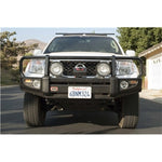 Black powder-coated ARB Deluxe steel front combination bar bumper for 2009-2017 Nissan Frontier.