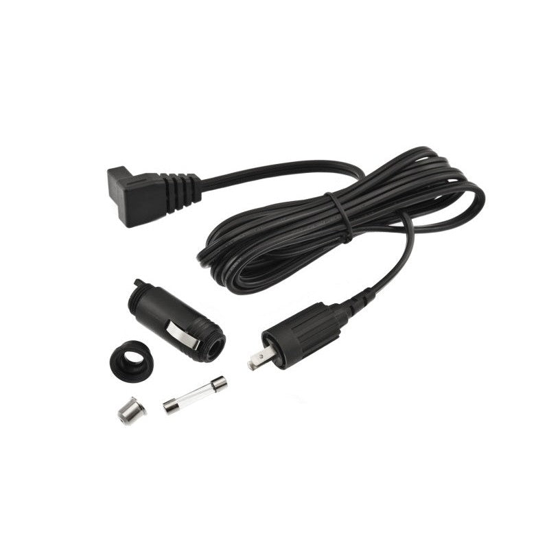 ARB DC fridge power cord with a removable cigarette adapter tip and threaded 2-pin connector