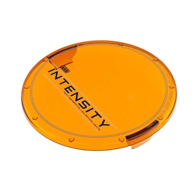 A pair of amber molded polycarbonate protective covers for ARB Intensity AR21 LED driving lights.