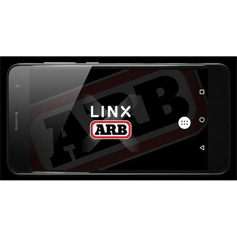 ARB LINX touchscreen controller display showing accessory icons alongside the main control hub unit.