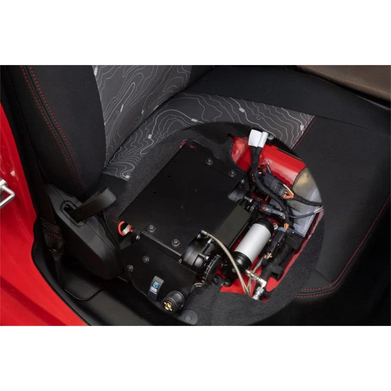 ARB black powder-coated steel compressor and air tank mounting brackets for Jeep Wrangler JL.