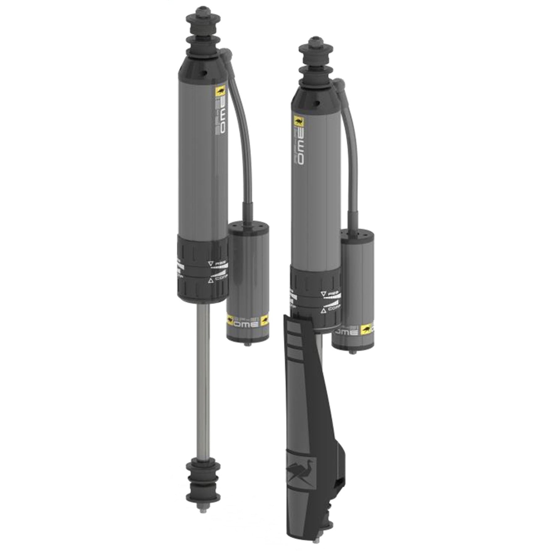 ARB Old Man Emu BP-51 internal bypass rear shock absorber with remote reservoir and 6061 T6 aluminum body.