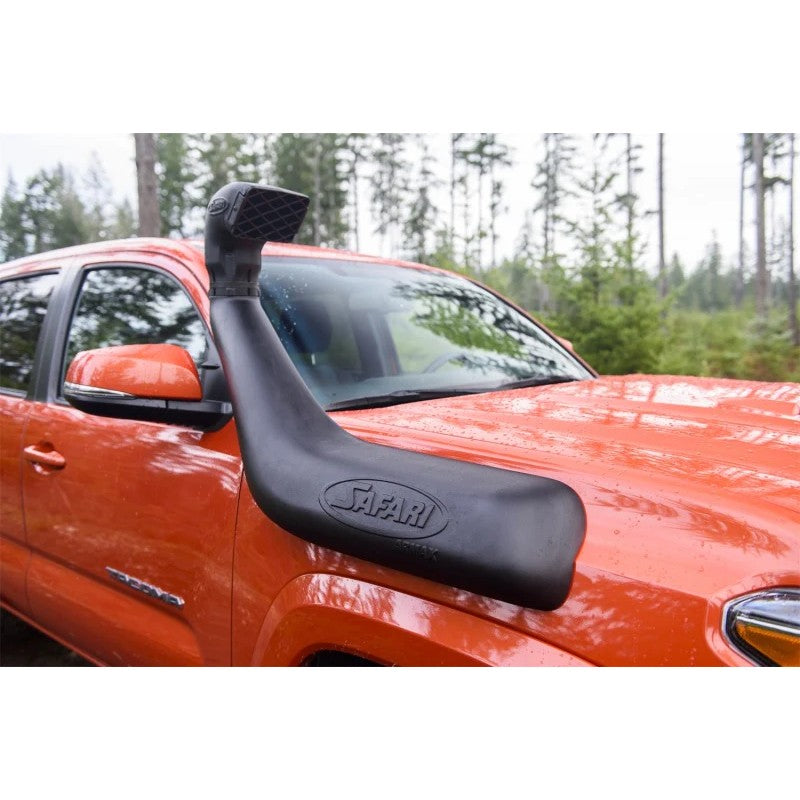 Black UV-stable ARB Safari Snorkel Armax air intake system for 2016-2023 Toyota Tacoma 3.5L.