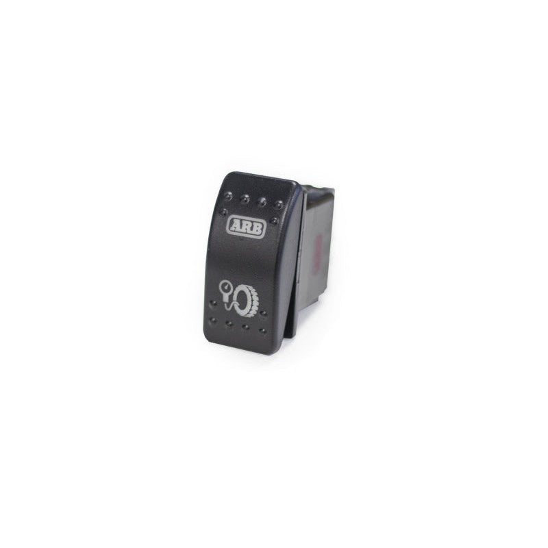 ARB LED backlit rocker switch with white illumination and iconic 4WD vehicle graphic on the cover.