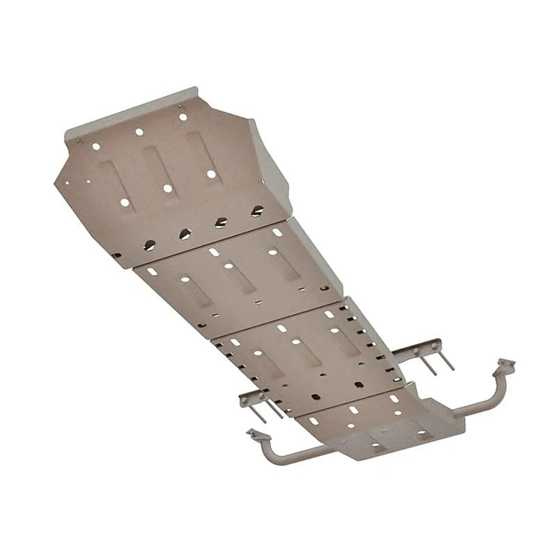 ARB 5415100 Under Vehicle Protection kit featuring silver textured powder-coated steel skid plates for the LC200.