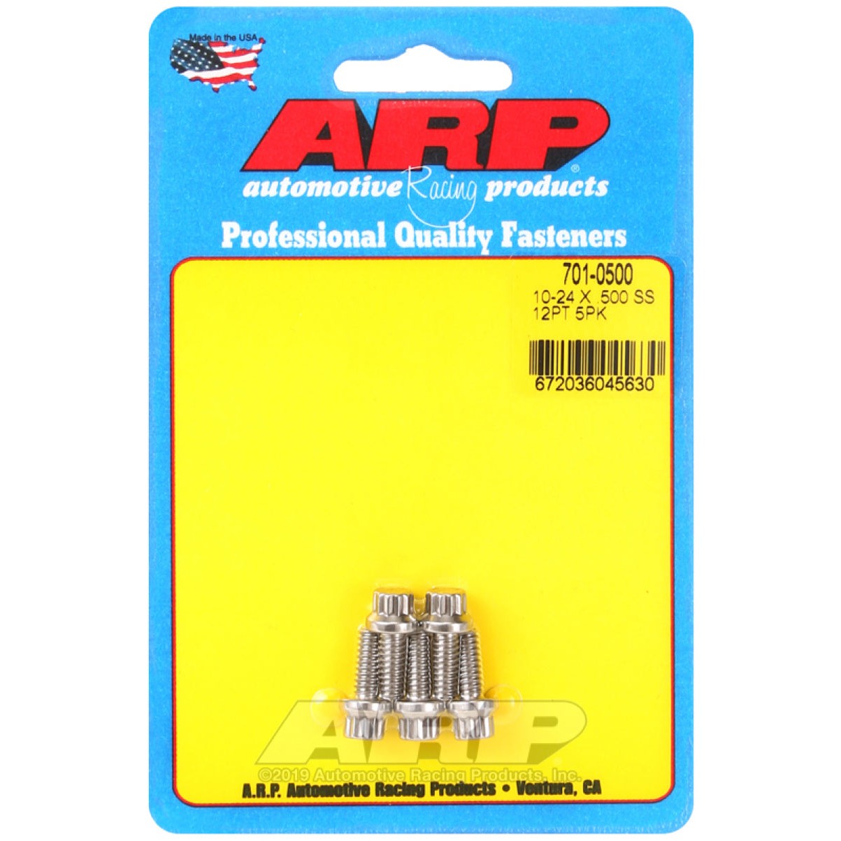 ARP 10-24 x .500 stainless steel fastener with a polished 12-point head