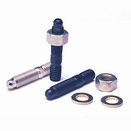 ARP 1-inch carburetor spacer stud kit including four 2.7-inch OAL studs with hex nuts and flat washers.