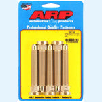 Set of ARP M14 1-inch over stock length wheel studs with knurled bases, arranged in a kit.