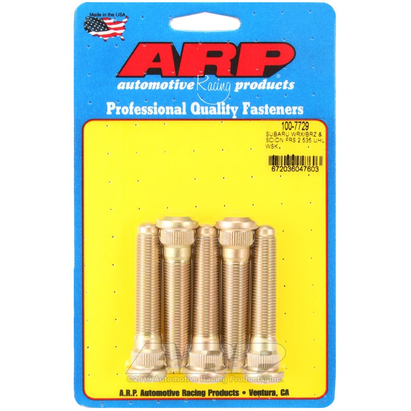 Set of five black finished ARP extended wheel studs