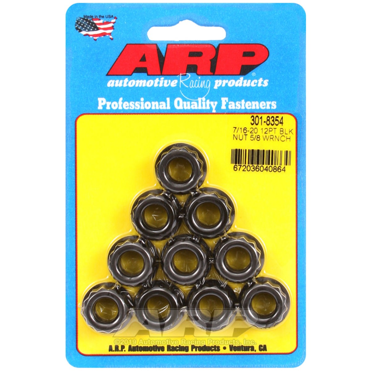 ARP high-strength 12-point nut kit featuring 7/16-20 thread pitch and 5/8 inch socket drive size.