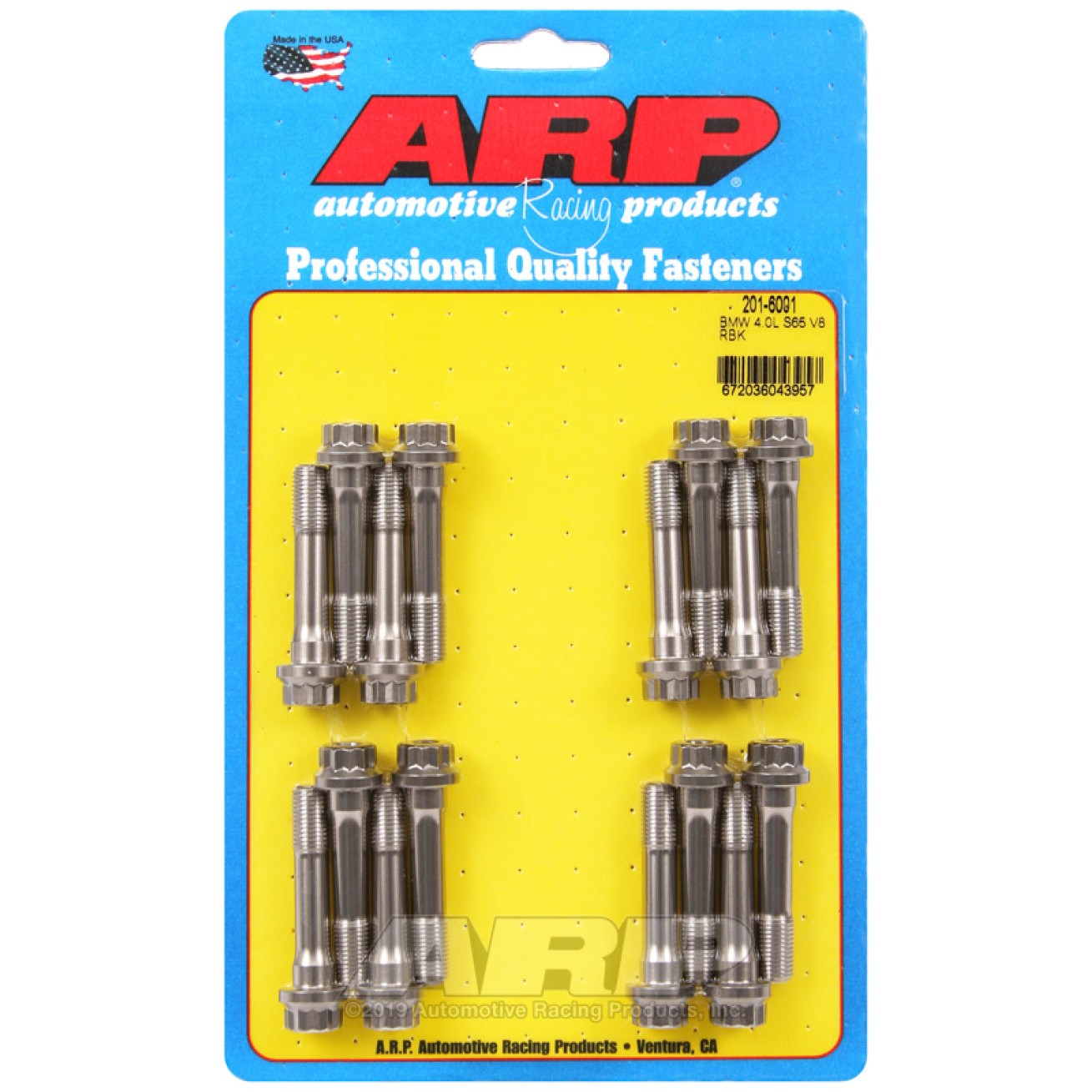 ARP Custom Age 625 Plus connecting rod bolts for BMW S65 4.0L V8 engine, part number 201-6001.