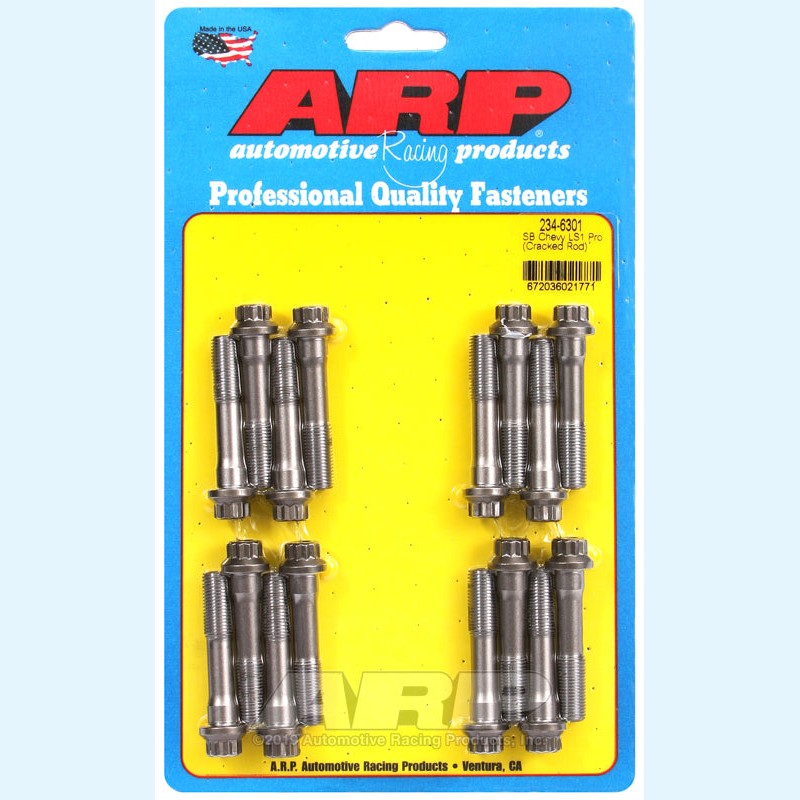 ARP 234-6301 Pro Series 8740 chromoly rod bolt kit for Chevy Small Block engines with SLI cracked rods.