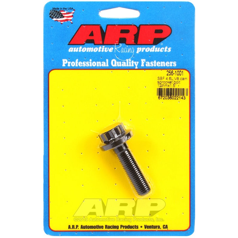 ARP cam sprocket bolt and washer for Ford 4.6L V8 engines, manufacturer part number 256-1001.