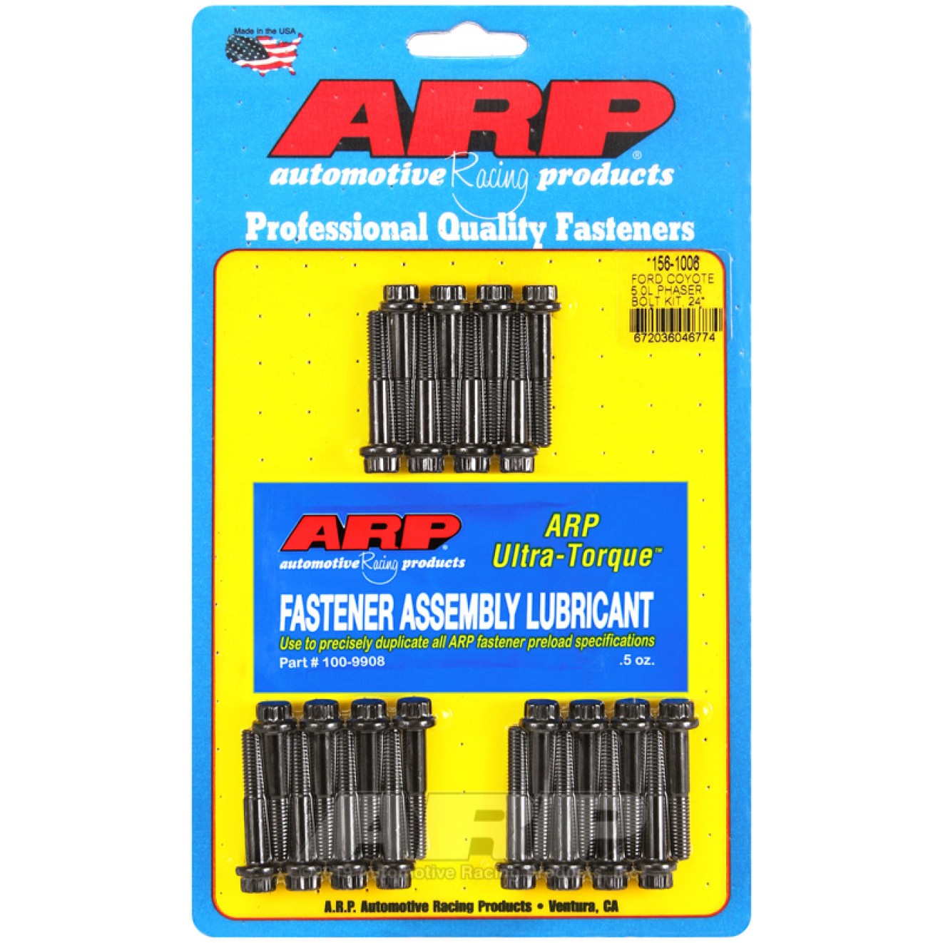 ARP cam drive bolt kit for Ford 5.0L Coyote engines featuring high-strength fasteners and hardware.