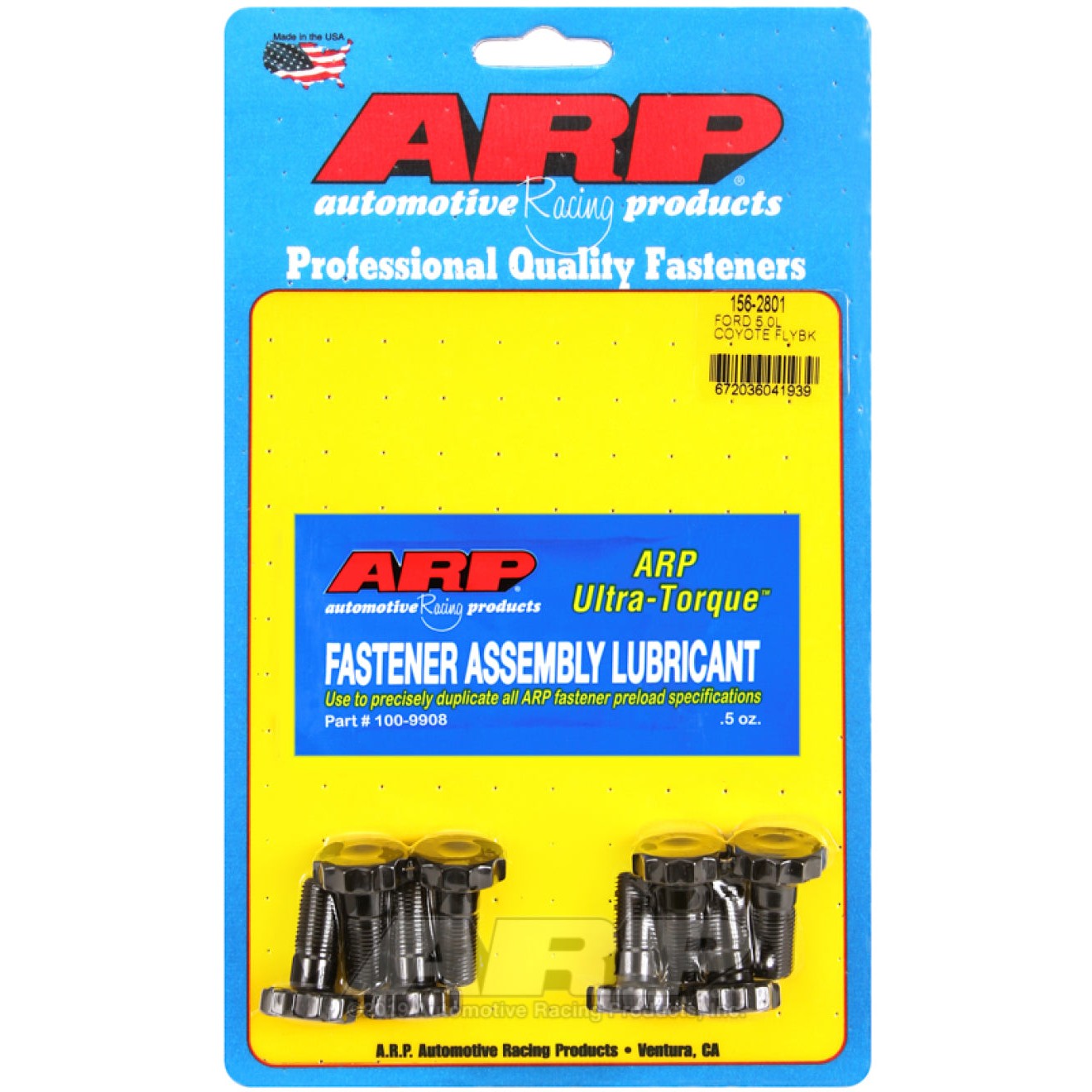 ARP high-strength flywheel bolt kit for Ford Coyote 5.0L engines, part number 156-2801.