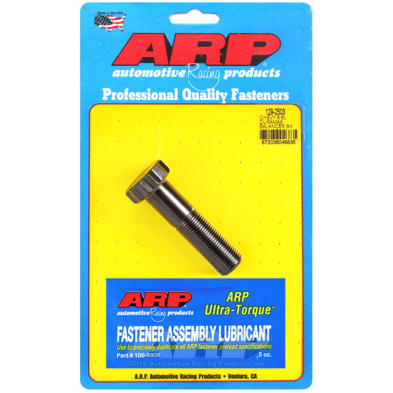 ARP 129-2503 high-strength harmonic balancer bolt and washer kit for GM Duramax 6.6L diesel engines.
