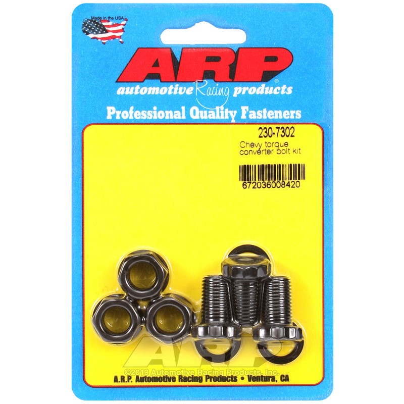 ARP 230-7302 high-strength steel torque converter bolts for GM TH350 and TH400 transmissions.