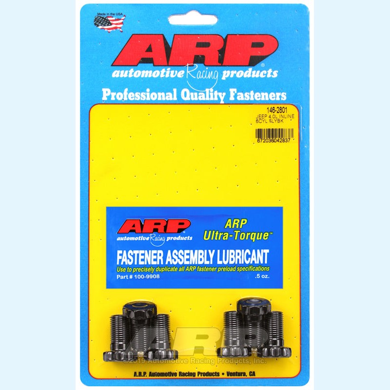 ARP high-strength steel flywheel bolt kit for Jeep 4.0L Inline 6 engines, part number 146-2801.