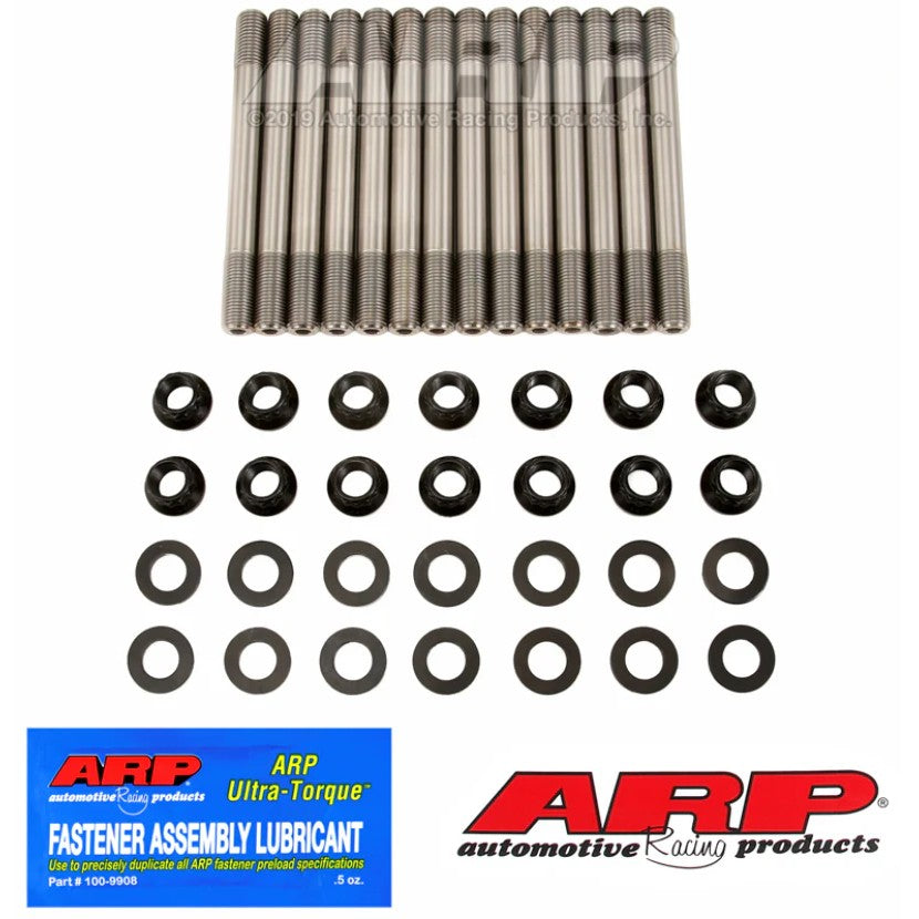 ARP Custom Age 625+ cylinder head stud kit with 12-point nuts and assembly lube for Nissan RB26DETT engines.