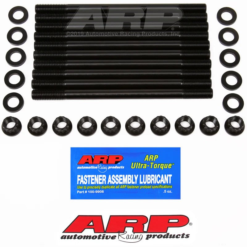 ARP 202-4303 head stud kit for Nissan SR20DET Pulsar GTi-R featuring 12mm chromoly studs, 12-point nuts, and washers.