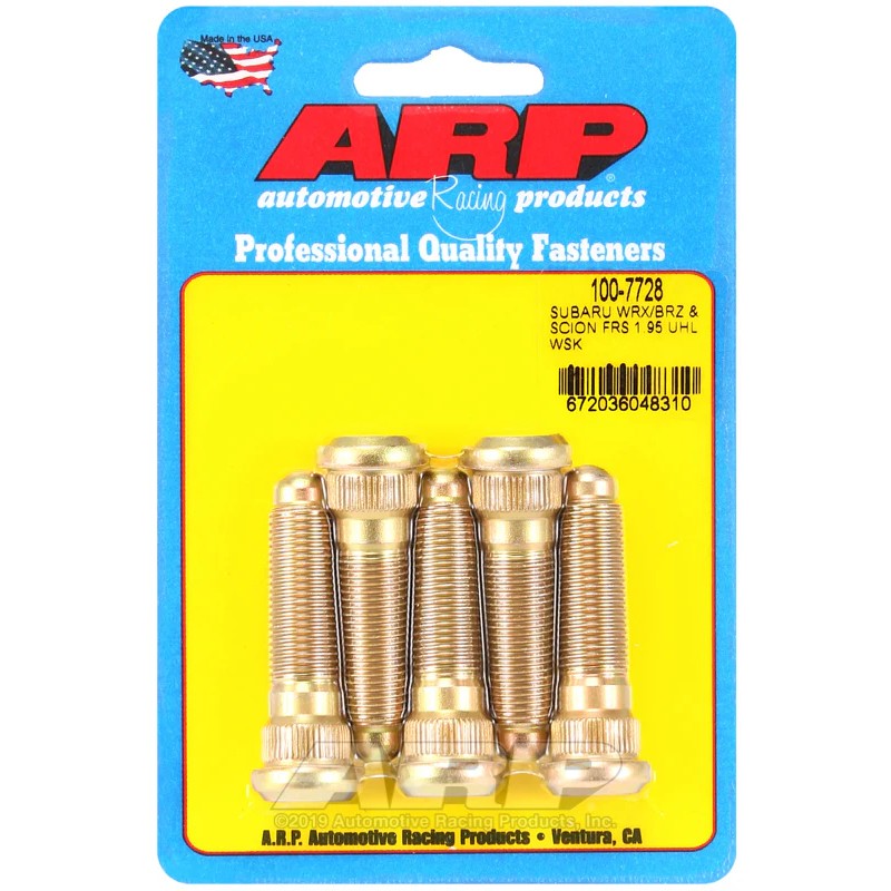 Five high-strength steel ARP wheel studs with 12mm x 1.25 threads and 1.95-inch Under Head Length (UHL).