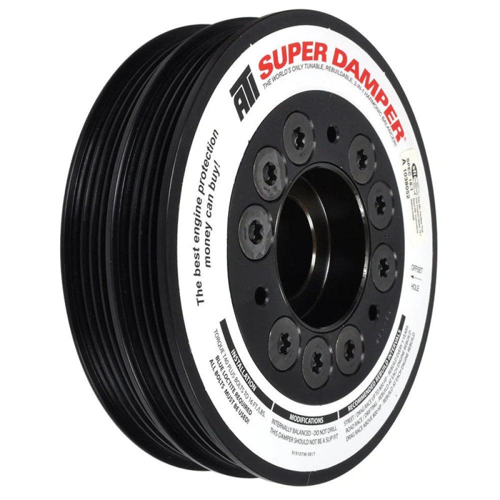 ATI Super Damper 5.67-inch aluminum harmonic balancer with 4 and 4 groove pulleys for Toyota 3S-GTE engines.